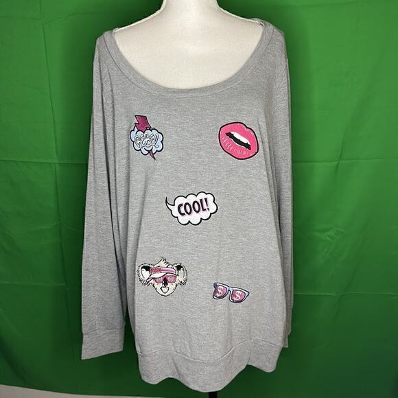 Rebel Wilson For Torrid Patch Sweatshirt Gray Size 2/2X. - Picture 2 of 16